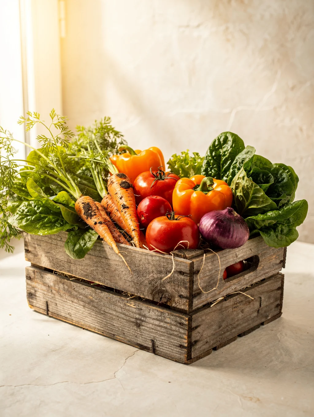 Freshly harvested organic vegetables and seasonal ingredients